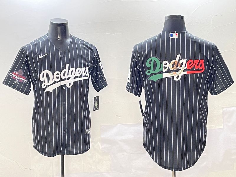 Men Los Angeles Dodgers Blank Black Stripe Jointly Name 2025 Nike MLB Jersey style 10->los angeles dodgers->MLB Jersey